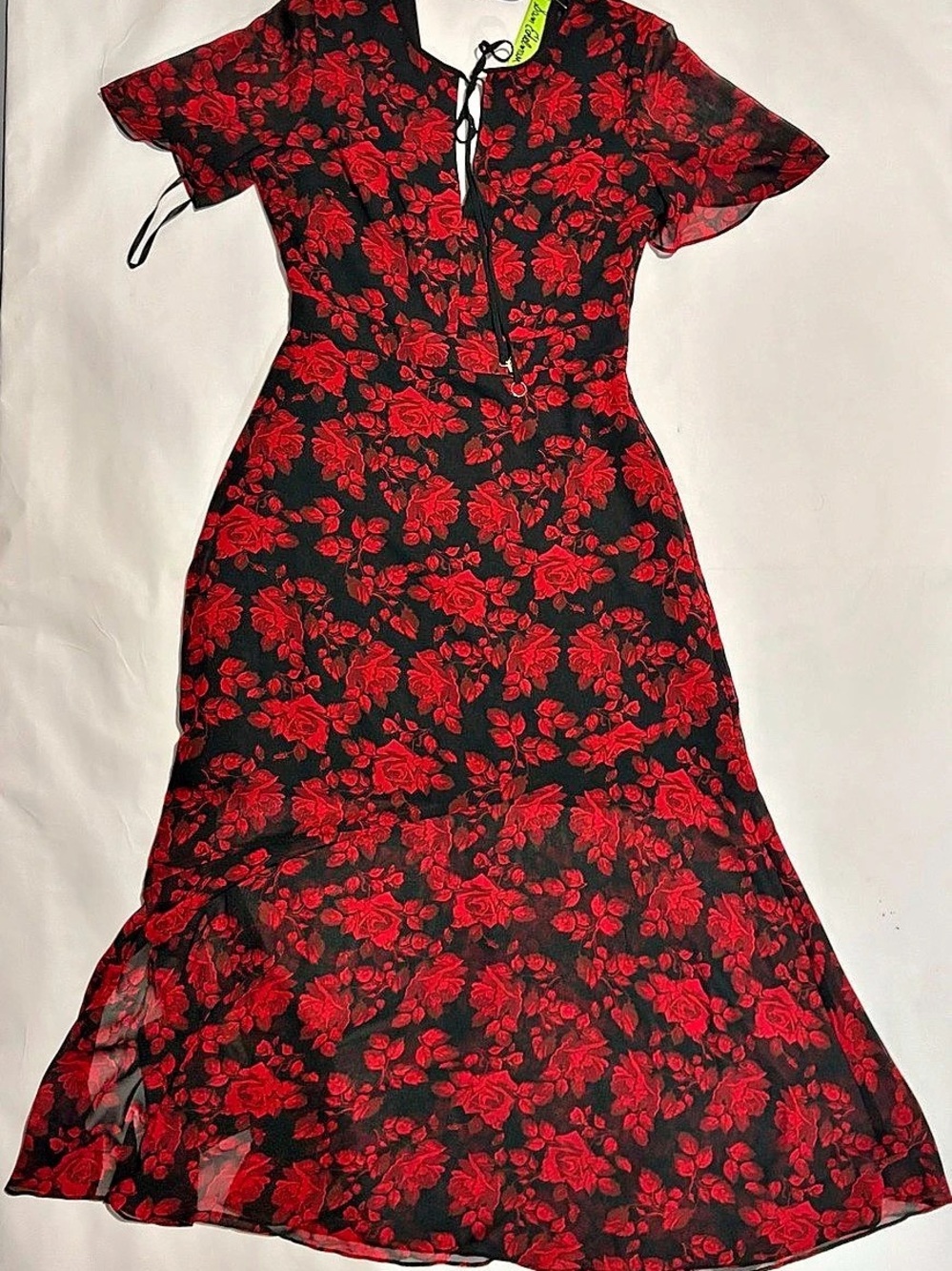 Sam Edelman Floral Midi Dress in Black & Red Size 8 NWT